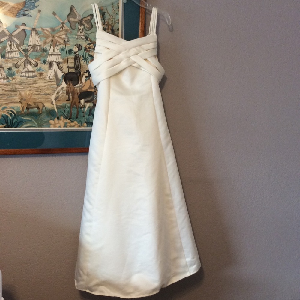 Cinderella cream woven top formal gown with shawl flower girl wedding size 12